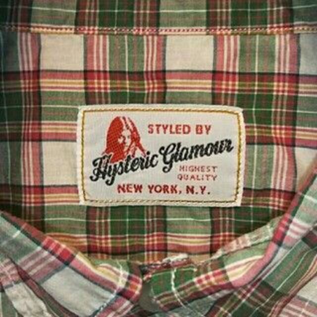 HYSTERIC GLAMOUR(ヒステリックグラマー)のWOMAN HORSESHOE 刺繍 × チェック ボタンダウンシャツ Mサイズ メンズのトップス(シャツ)の商品写真