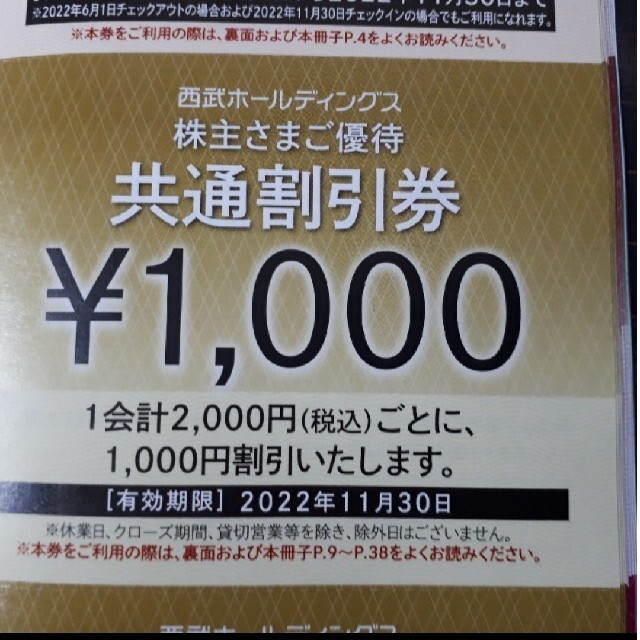 西武　株主優待　共通割引券 29000円分チケット