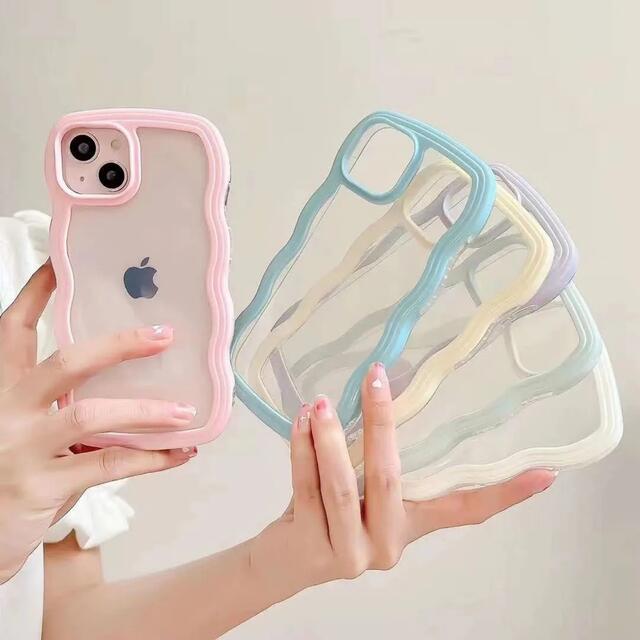 イエーロ　波型ケース　可愛い　シンプル　ブルー　ピンク　iPhoneXRケース スマホ/家電/カメラのスマホアクセサリー(iPhoneケース)の商品写真