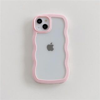 ピンク　波型ケース　クリア　可愛い　シンプル　iPhoneXsMaxケース(iPhoneケース)