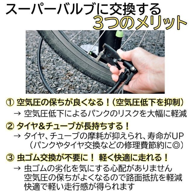 日本人気超絶の スペシャルバルブ 4個 自転車 パンク予防 スーパーバルブ 2台分 空気入れ パーツ