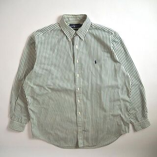 ラルフローレン(Ralph Lauren)のラルフローレン　正規品　BDシャツ　長袖　ストライプ柄　グリーン　美品(シャツ)