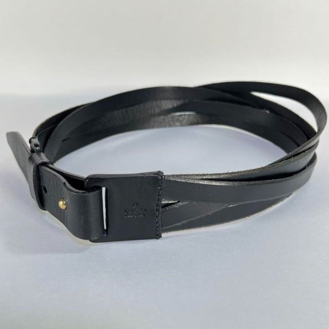 【美品】グッチ/GUCCI ベルト レザー ロゴ刻印 5連 イタリア製 ブラック | フリマアプリ ラクマ