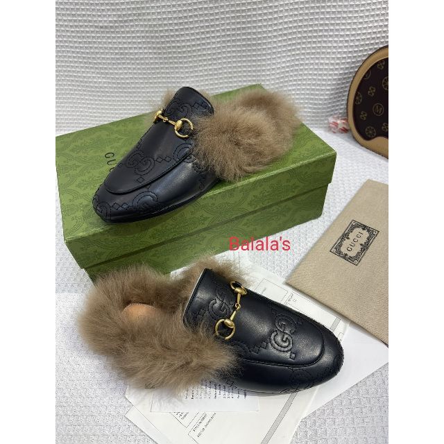 靴/シューズ グッチ プリンスタウン レザー スリッパ お買得品