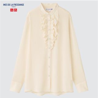 ユニクロ(UNIQLO)の【当日発送】【大幅値下げ】UNIQLO シルクフリルブラウス(シャツ/ブラウス(長袖/七分))