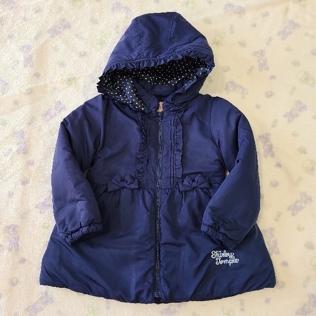 529【120】シャーリーテンプル 中綿タフタコート 紺 【高い素材】 7742