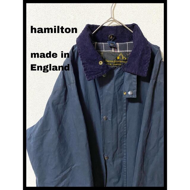 HAMILTON オイルドジャケット England製 ネイビー XL