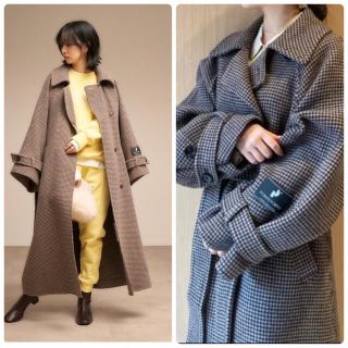 スナイデル(SNIDEL)の♡新品タグ付き♡ステンカラーリバーコート♡CHECK♡(ロングコート)