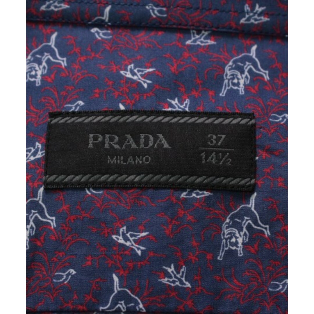 PRADA(プラダ)のPRADA プラダ ドレスシャツ 37(XS位) 紺x赤x白(総柄) 【古着】【中古】 メンズのトップス(シャツ)の商品写真