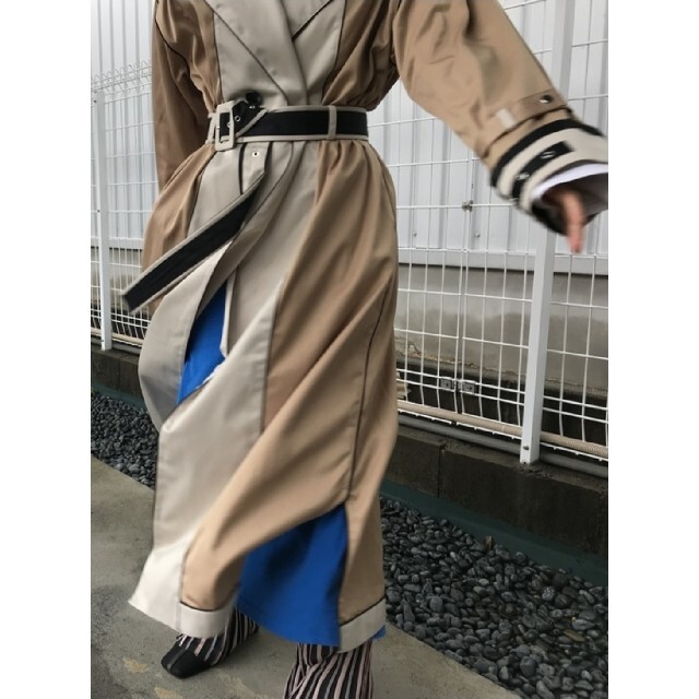 タグ付き ameri vintage 配色バイカラー切り替えトレンチコート | www
