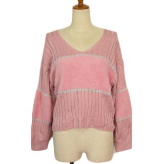 リエンダ(rienda)のリエンダ rienda シャギーリブコンビKnit TOP フリー ピンク(ニット/セーター)