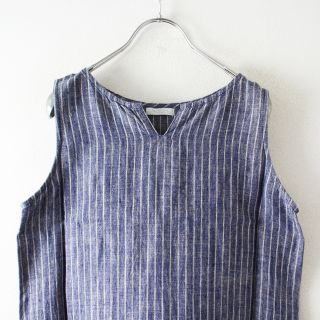 美品fog linen work ノースリーブワンピース ターコイズブルー