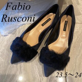 ファビオルスコーニ(FABIO RUSCONI)の¥29,000+税FABIO RUSCONIファー付きパンプス37(ハイヒール/パンプス)