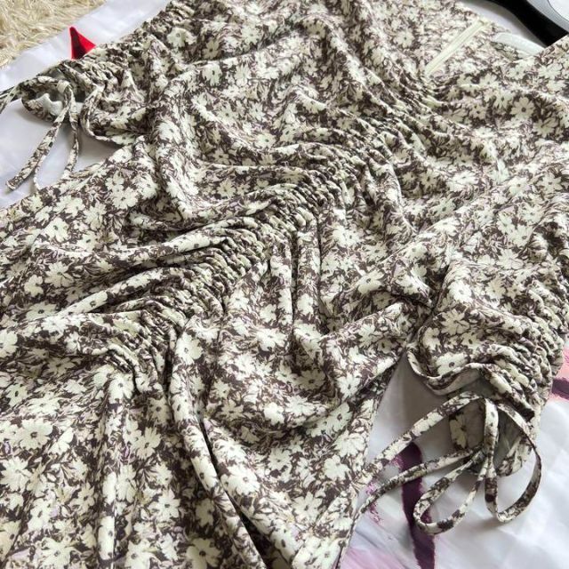 美品】CELFORD 花柄ロングワンピース Vネック パフスリーブ 36 人気