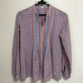 ユニクロ(UNIQLO)のユニクロ　イネス　コットンピンタックシャツ　長袖　チェック柄　S(シャツ/ブラウス(長袖/七分))