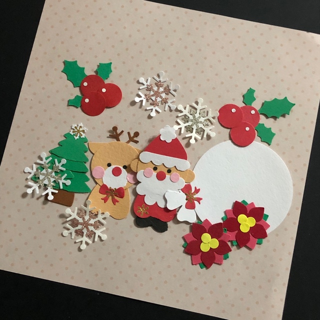 (ペーパークラフト46) 壁面飾り アルバム クリスマス サンタ カード パンチ