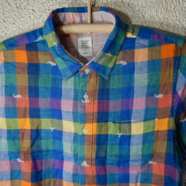 Design Tshirts Store graniph(グラニフ)の8158　　グラニフ　半袖　チェック　クジラ　デザイン　シャツ メンズのトップス(シャツ)の商品写真