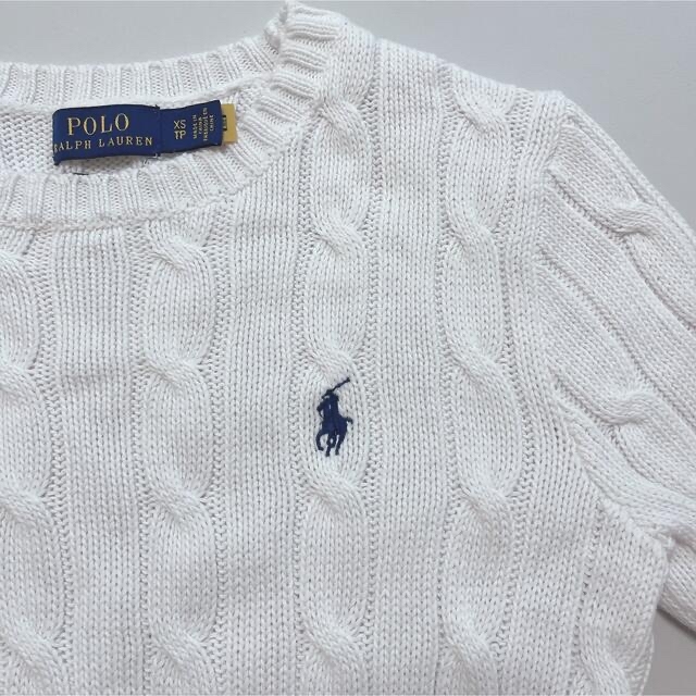 POLO RALPH LAUREN(ポロラルフローレン)のラルフローレン　半袖ケーブルコットンニット　ホワイト レディースのトップス(ニット/セーター)の商品写真