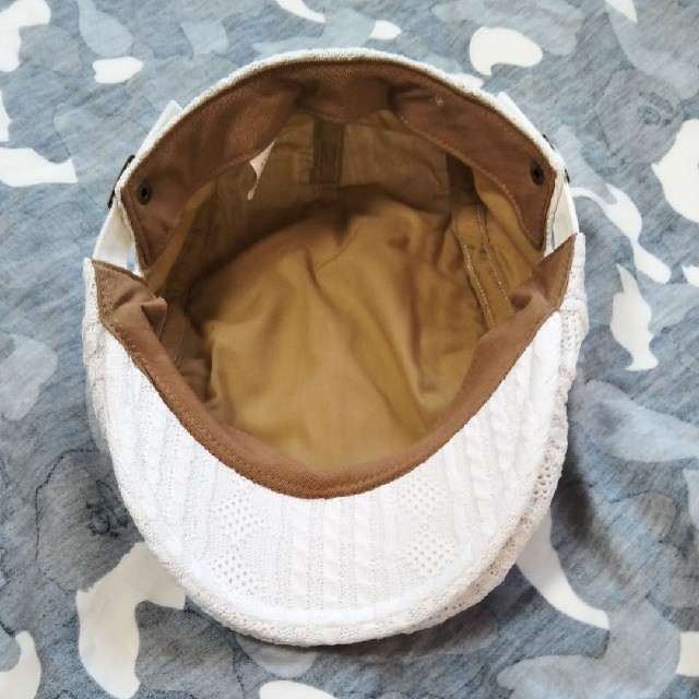 ハンチング　ニットジャガード変わり織ホワイト無地売れ筋ニット系NO１ メンズの帽子(ハンチング/ベレー帽)の商品写真