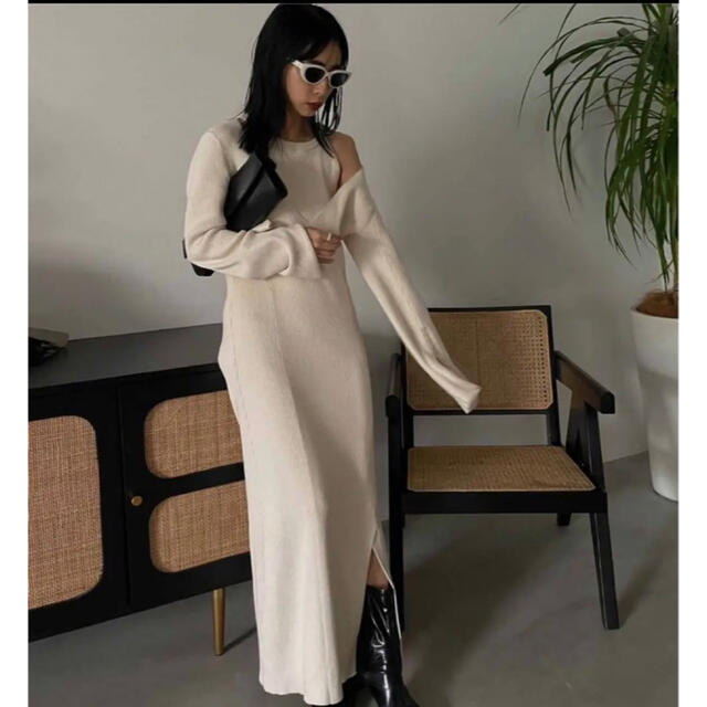 ワンピース 新作 AMERICAN SLEEVE LAYERED KNIT DRESS ショッピング買