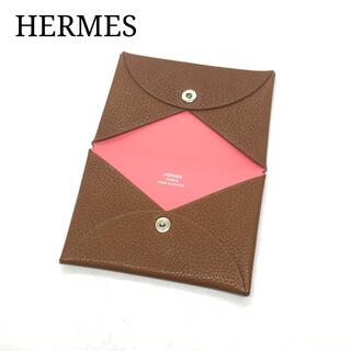 エルメス(Hermes)のHERMES カルヴィ カードケース(ブラウン)(名刺入れ/定期入れ)