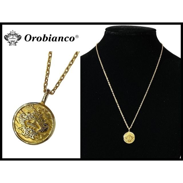 Orobianco(オロビアンコ)の新品 オロビアンコ ロゴ メダル トップ コーテイング シルバー ネックレス 金 メンズのアクセサリー(ネックレス)の商品写真