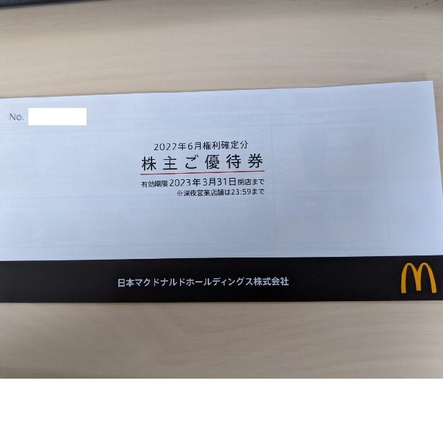 日本マクドナルド 株主優待券1冊(6枚綴り)