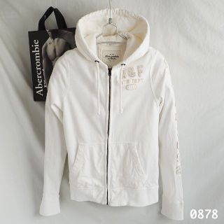 アバクロンビーアンドフィッチ(Abercrombie&Fitch)の美品 アバクロンビー&フィッチ パーカー ホワイト フーディー アバクロ スエッ(パーカー)