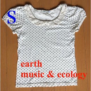 アースミュージックアンドエコロジー(earth music & ecology)の【earth music & ecology】ドットパフスリーブ半袖Tシャツ S(Tシャツ(半袖/袖なし))