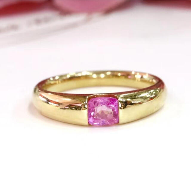 週間売れ筋 天然 非加熱パパラチアサファイア リング0.46ct k18 f