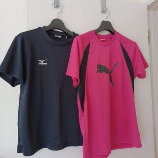 プーマ(PUMA)のPUMA　MIZUNO　Tシャツ二枚セット　ピンク　ブラック　黒　プーマ　ミズノ(Tシャツ/カットソー)