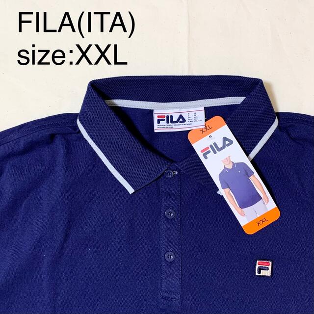 FILA(ITA)ワンポイントロゴコットンポロシャツ ネイビー - ポロシャツ