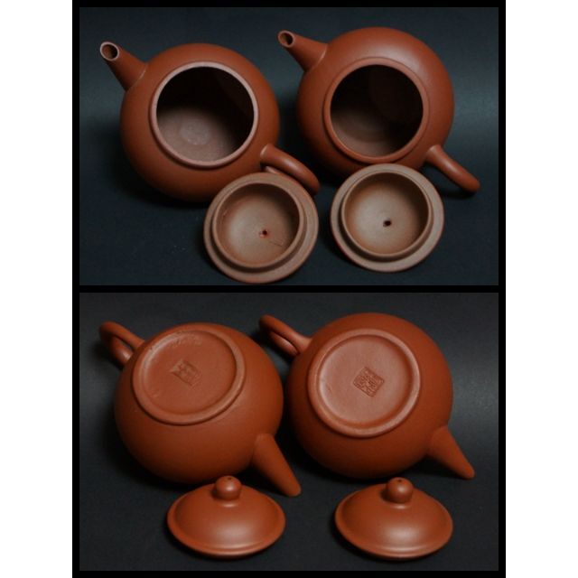 茶道具 中国宜興在銘 朱泥急須2点セット 宜興紫砂壷 煎茶道具サイズ - 陶芸