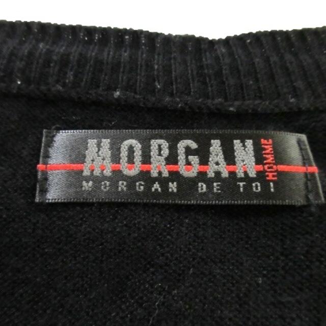 MORGAN HOMME(モルガンオム)のモルガンオム ニット セーター ラウンドネック 長袖 ウール混 千鳥 LL 黒 メンズのメンズ その他(その他)の商品写真