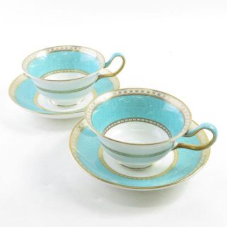 ウェッジウッド(WEDGWOOD)のウェッジウッド ユーランダーパウダーターコイズカップ＆ソーサー2客SY3970E(グラス/カップ)