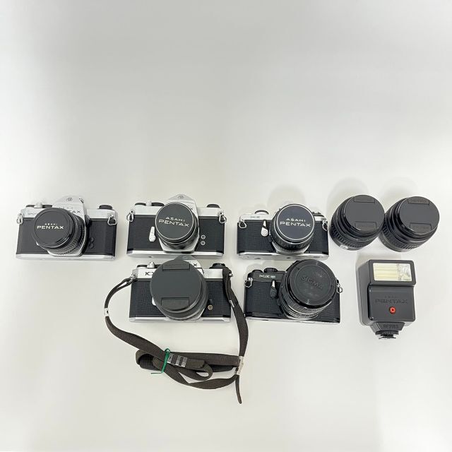 撮影PENTAX 一眼レフ フィルムカメラ 5台 レンズ2台 フラッシュ付属セット