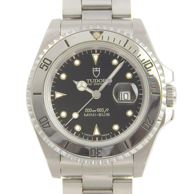 【TUDOR】チュードル ミニサブ 73190 ステンレススチール シルバー 自動巻き アナログ表示 ボーイズ 黒文字盤 腕時計