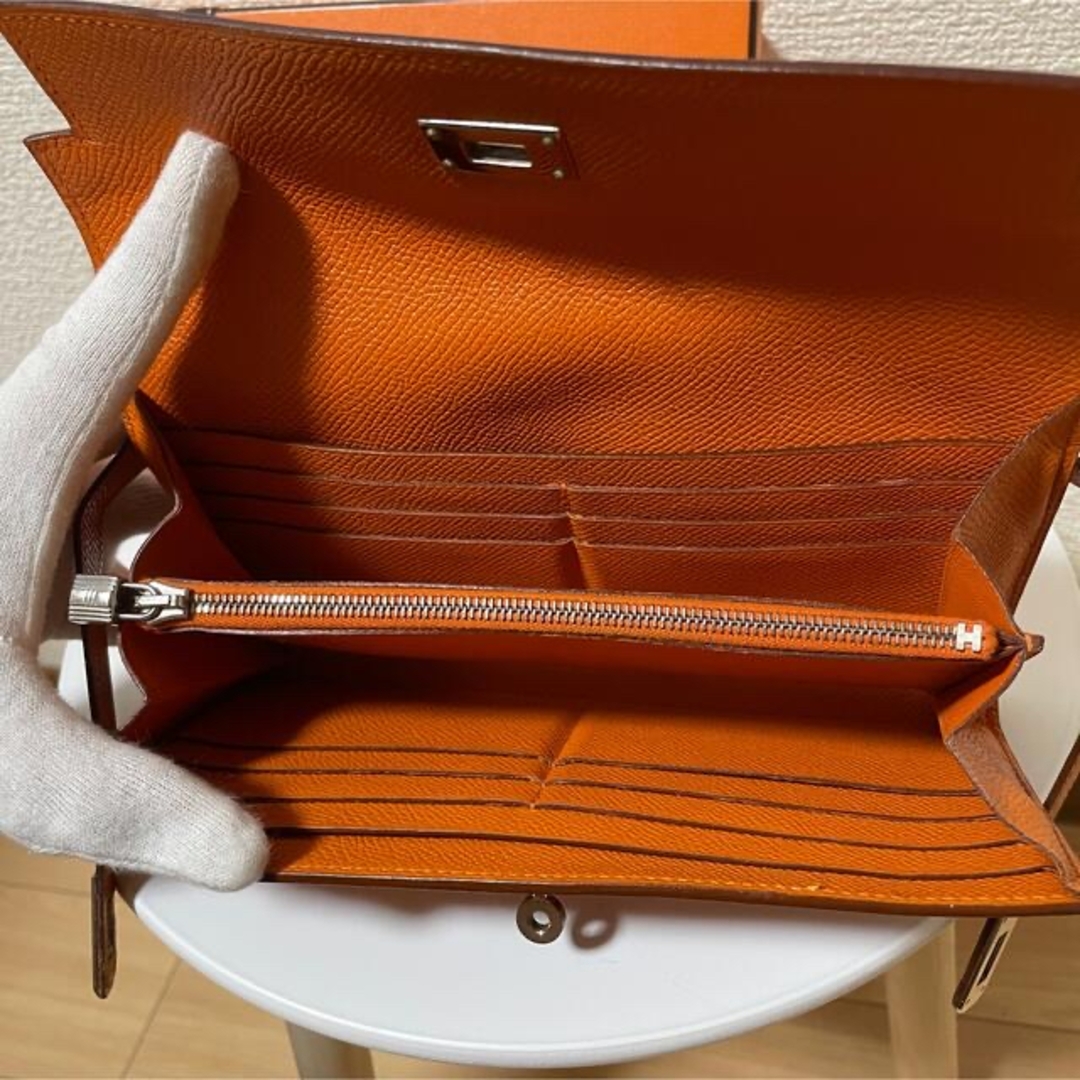 Hermes(エルメス)のエルメス HERMES ケリーウォレット 長財布 ヴォーエプソン オレンジ  レディースのファッション小物(財布)の商品写真