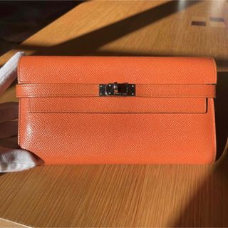 エルメス(Hermes)のエルメス HERMES ケリーウォレット 長財布 ヴォーエプソン オレンジ (財布)