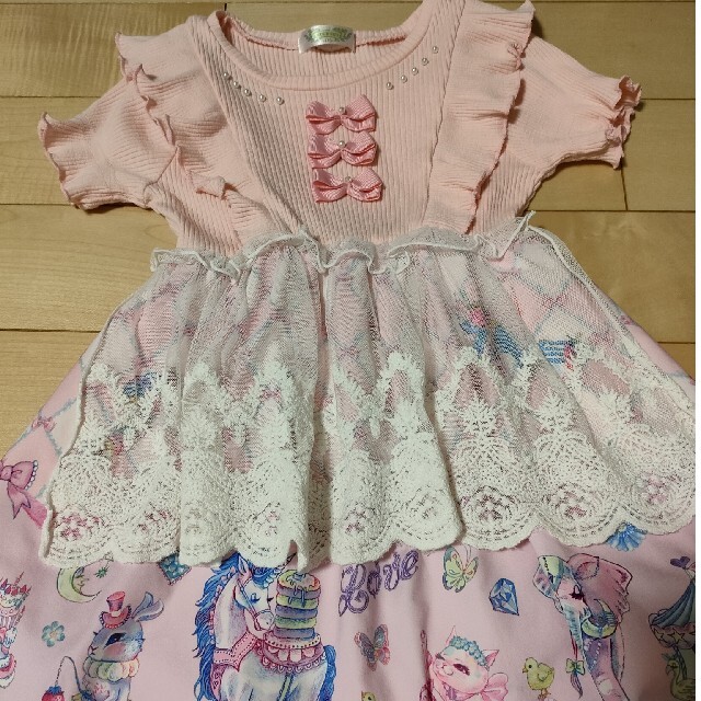 しまむら(シマムラ)のエコネコ　ワンピース キッズ/ベビー/マタニティのキッズ服女の子用(90cm~)(ワンピース)の商品写真