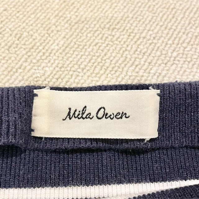 Mila Owen(ミラオーウェン)のMila Owen ミラ オーウェン カットソー 白×紺 レディースのトップス(ニット/セーター)の商品写真