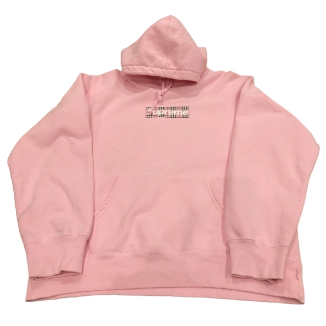 Supreme Burberry box logo hooded PINK M 