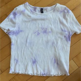 エイチアンドエム(H&M)のH&M エイチアンドエム　トップス　Tシャツ　ホワイト　パープル(Tシャツ(半袖/袖なし))