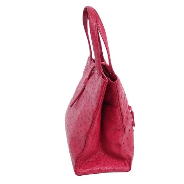 オーストリッチ バッグ ハンドバッグ 本革 レディース カバン 鞄 ピンク