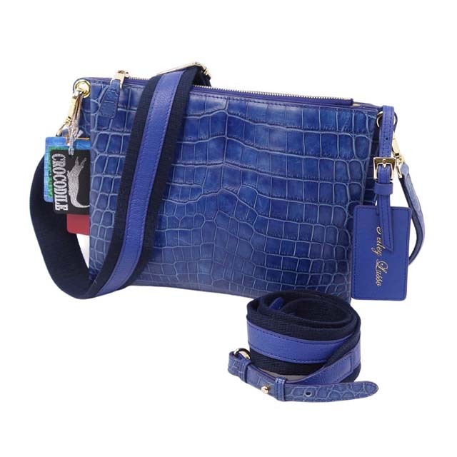50%OFF ペレリールッソ ブルー 鞄 ショルダーバッグ 2way クロコダイル