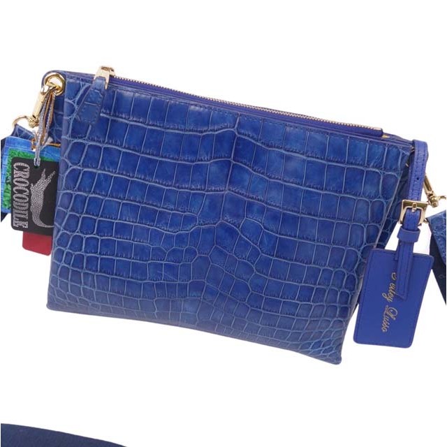 ペレリールッソ バッグ クロコダイル 2way ショルダーバッグ 鞄 ブルー
