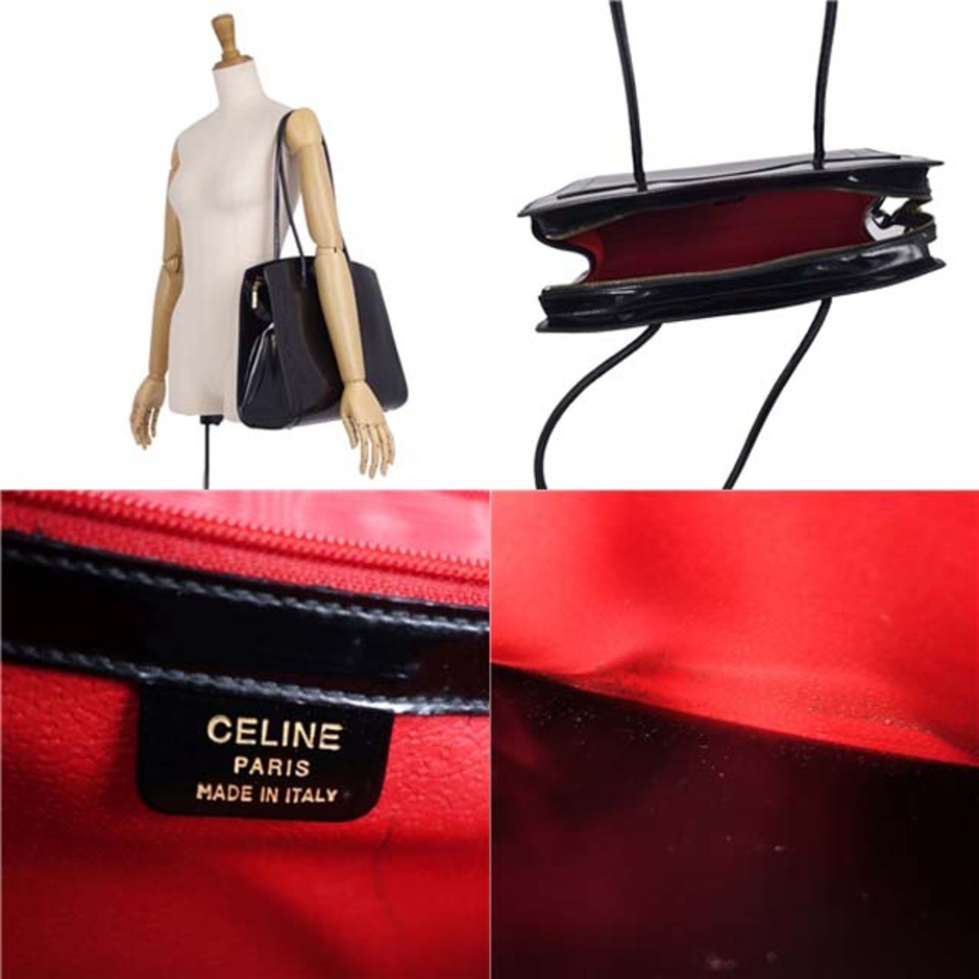 celine(セリーヌ)のVintage セリーヌ バッグ パテントレザー トート エナメル ブラック レディースのバッグ(トートバッグ)の商品写真