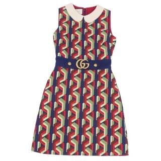 グッチ(Gucci)のグッチ ワンピース GGマーモント レトロ チェーン柄 ノースリーブ 36(ひざ丈ワンピース)