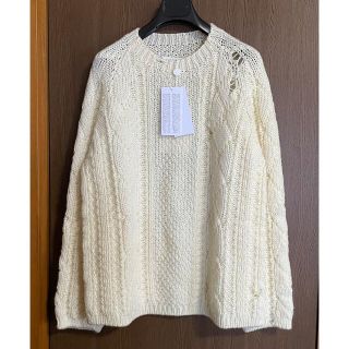 マルタンマルジェラ(Maison Martin Margiela)のL新品 メゾン マルジェラ デストロイ アランニット セーター アイボリー(ニット/セーター)