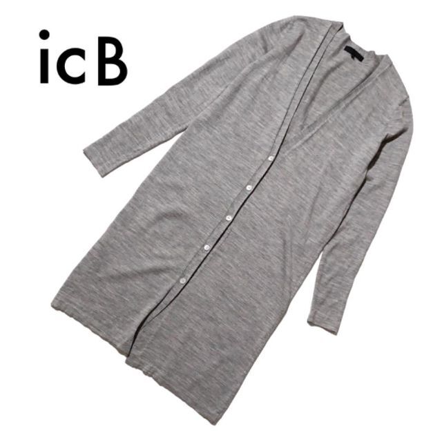 ICB - ICB オンワード ニットカーディガン XS ロング グレー 薄手 ICB - ICB オンワード ニットカーディガン XS ロング グレー 薄手